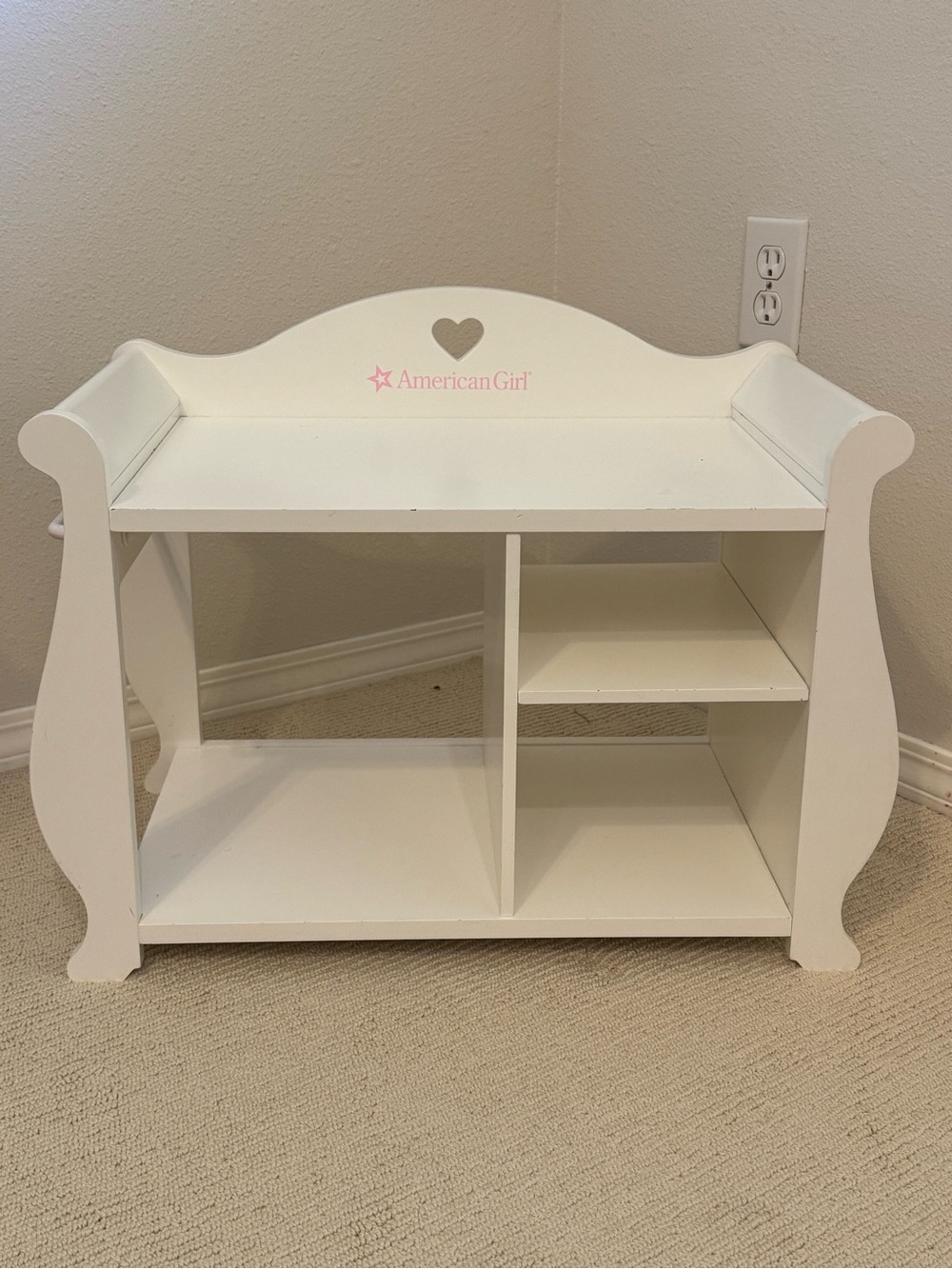 American Girl Bitty Baby Retired White Wood Sleigh Changing Table